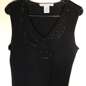 Versailles Black Bead Embellished Front Top M